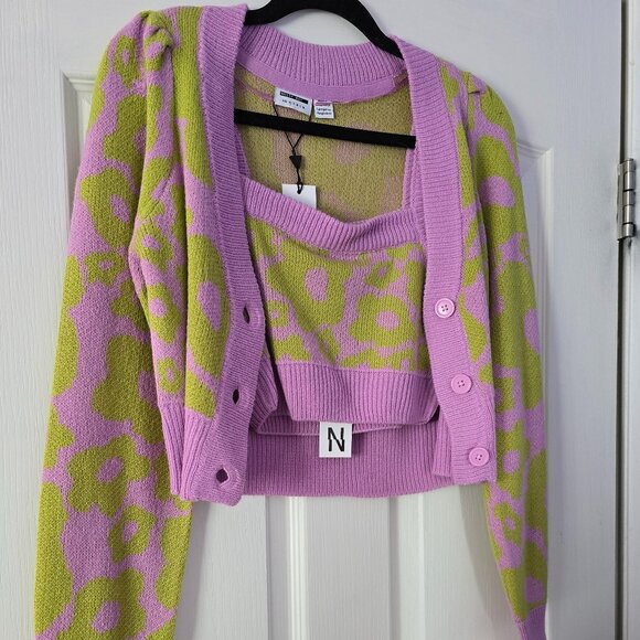 BNWT noisy may flower knit cardigan and crop top set - Picture 2 of 7